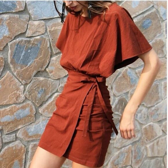Free People Burnt Orange Rust Rough Rider Dress Size Large NWOT - Picture 1 of 10
